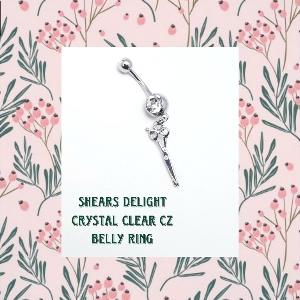 5/$10 | Shears Delight Crystal CZ Belly Ring